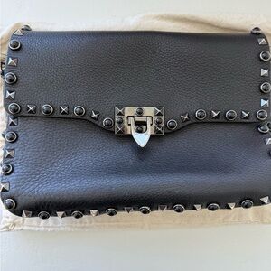Valentino Studded Black Leather Crossbody Bag